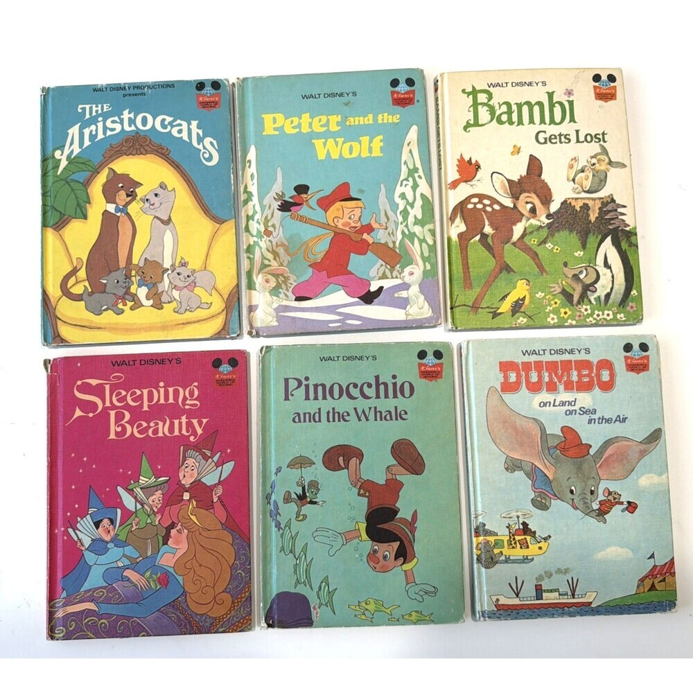 Vintage 1973-1977 Disney's Wonderful World of Reading Books Lot Of 6